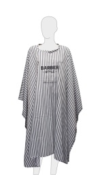 DEWAL AA01BS Пеньюар д/стрижки BARBER STYLE полиэстер полоска 146х150см на крючках