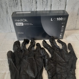 .mediOk.Перчатки 100шт. винил.L Черные