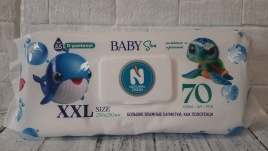 NATURAL FRESH Салф.влажн.(полотенца) 70шт.BABY SEA XXL (клапан)