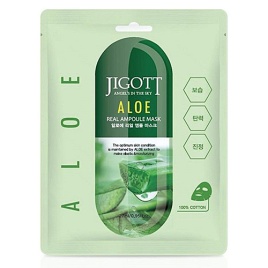 JIGOTT Маска ткан. ALOE REAL AMPOULE MASK, 27мл Алоэ