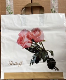 Пакет-петля 40х40 Сериков Белый с розами (25)