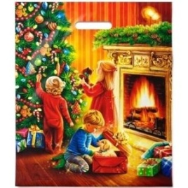 Пакет с вруб.ручк.ламин.усил.40х47 Праздник (Дети у елки) (50)
