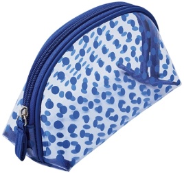 DEWAL B BG-12blue Косметичка 19х8.5x11.5см Прозрачн.в синий горох