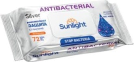 SUNLIGHT Салф.влажн.72шт.Antibacterial Без запаха (клапан) SILVER