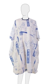 DEWAL AP89A33 Пеньюар д/стрижки НОЖНИЦЫ полиэстер синий 115х146см на крючках