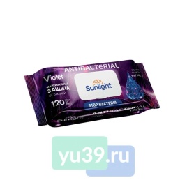 SUNLIGHT Салф.влажн.120шт.Antibacterial фиолет.