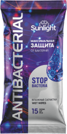 SUNLIGHT Салф.влажн.15шт.Antibacterial