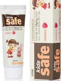 LION Паста зубная дет. со вкусом клубники "Kids safe" 90г