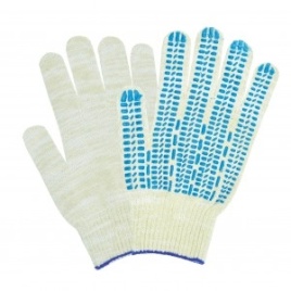 Перчатки ХБ 5 нитей с ПВХ серые