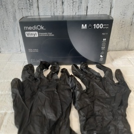 .mediOk.Перчатки 100шт. винил.M Черные