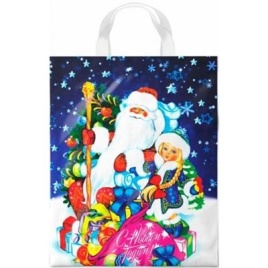 Пакет-петля 28х35"Подарочки"Дед Мороз и Снегурочка (25)