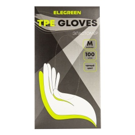 п/э ELEGREEN Перчатки TPE эластомер Черные р.M (100шт.)