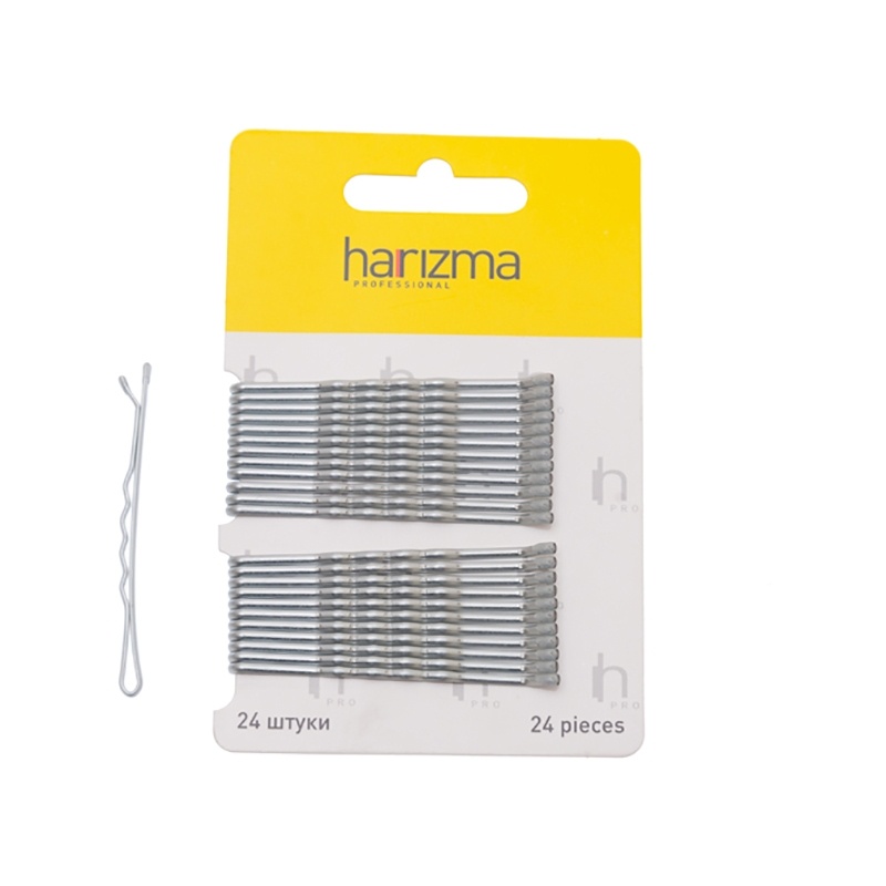 HAR 10536-17 Невидимки прямые серебро 60мм 24шт. фото 1