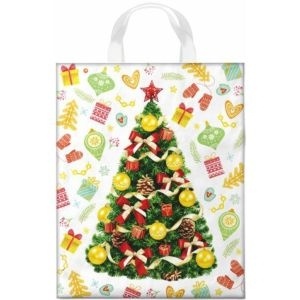 Пакет-петля 28х35 День подарков (Елка на белом) (25) фото 1