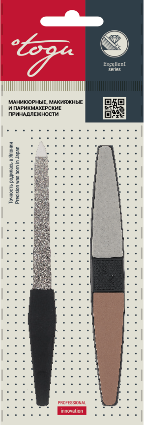 TOGU 1602 К-т маник.2пр.пилка 4-х сторон.14,5см средн.+пилка алмаз.№6 15см фото 1