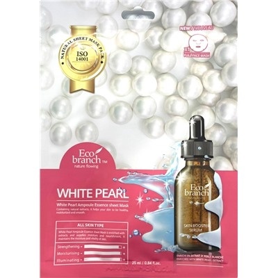 Eco Branch Маска-ткань 25мл ампульная Белый жемчуг фото 1