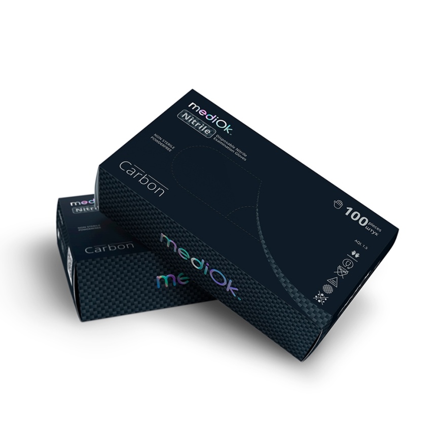 mediOk.Перчатки нитрил н/о Черный+ 100шт.L (пов. плотность) фото 1