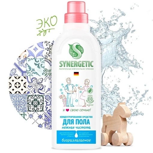 SYNERGETIC Универс. ср-во д мытья поверх.Нежн. чистота  (полы. стены) 750мл фото 1
