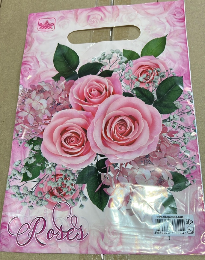 Пакет с вруб.ручк.20х30 "Розовые розы" (100) фото 1