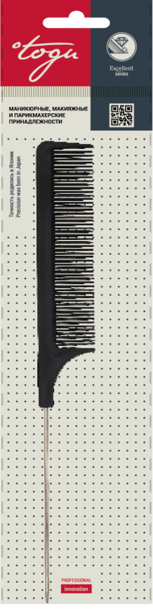 TOGU 1205 Гребень пласт.д/проб.метал.разд.черн.200мм фото 1