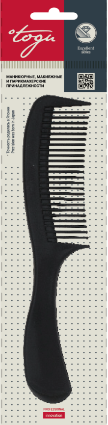 TOGU 1202 Гребень пласт.с ручк.черный 200мм фото 1