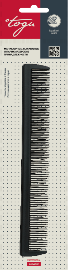 TOGU 1207 Гребень пласт.комб.черный 200мм фото 1