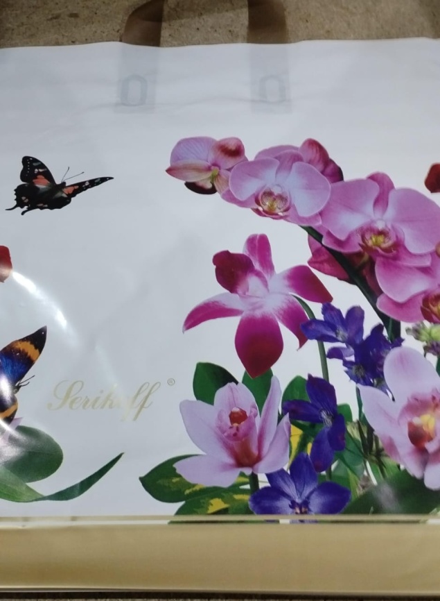 Пакет-петля 40х40 Сериков готика белый с орхидеей (25) фото 1