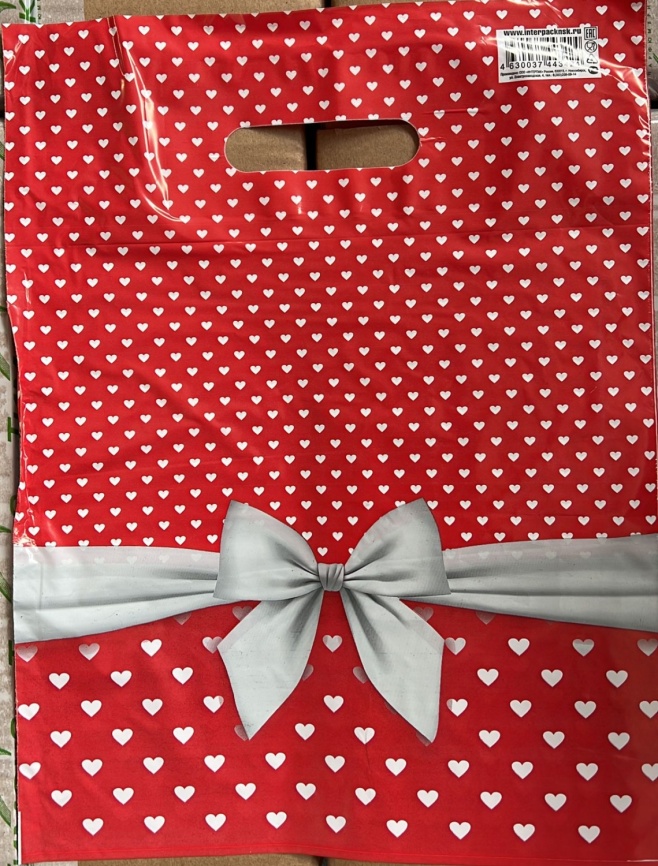 Пакет с вруб.ручк.30х40 "Скарлетт красный с бантом" (50) фото 1