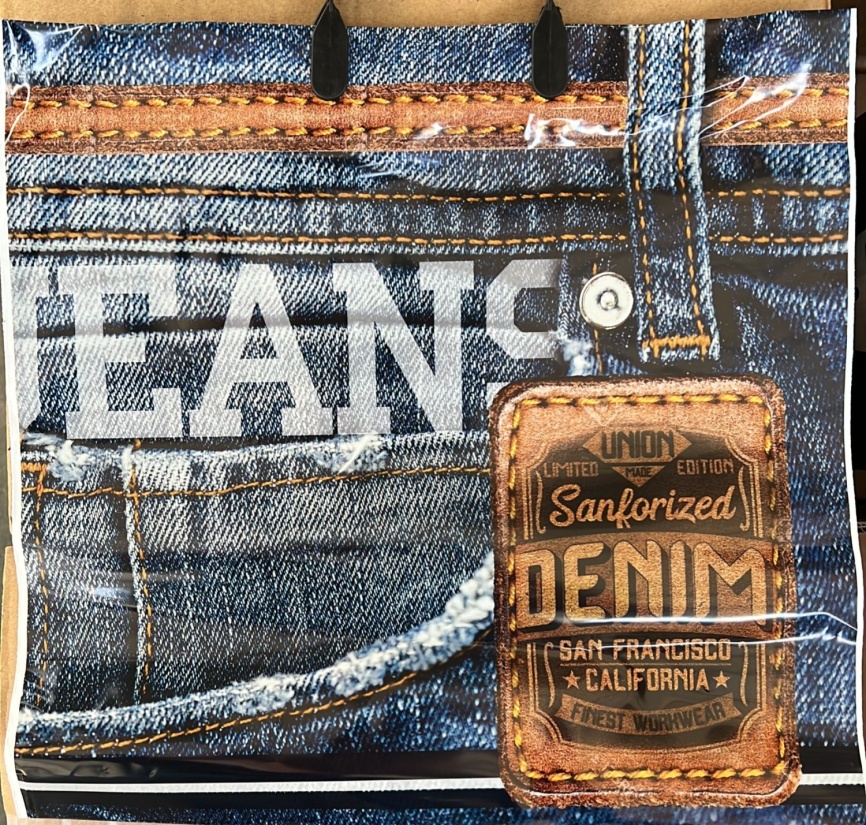 Пакет с пласт.ручк.малый 34*36  ДЕНИМ/ДЖИНС МУЖ. (10) фото 1