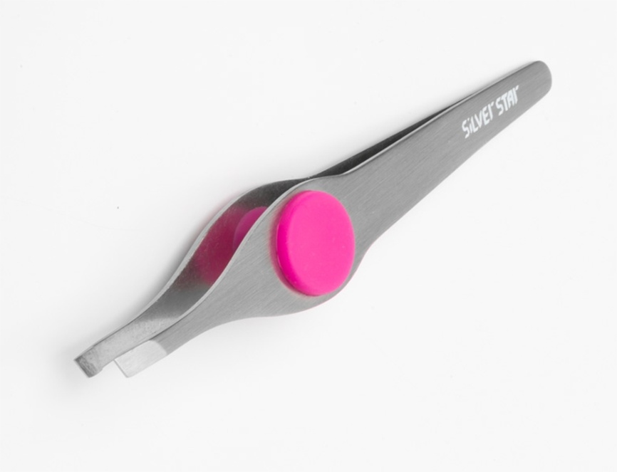 SS АТ-9100 Пинцет косой силикон.вставка фото 1