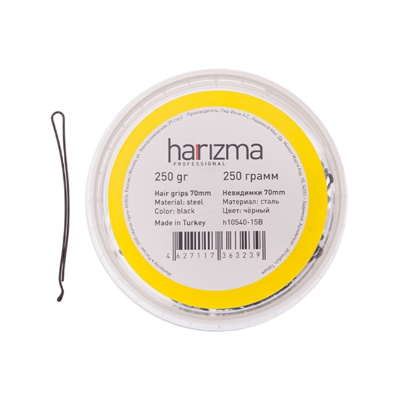 HAR 10540-15B Невидимки прямые укороч черн 70мм 250г фото 1
